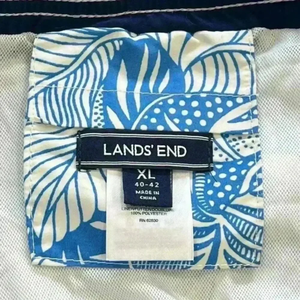 Lands End Mens Blue & White Swim Trunks Size XL